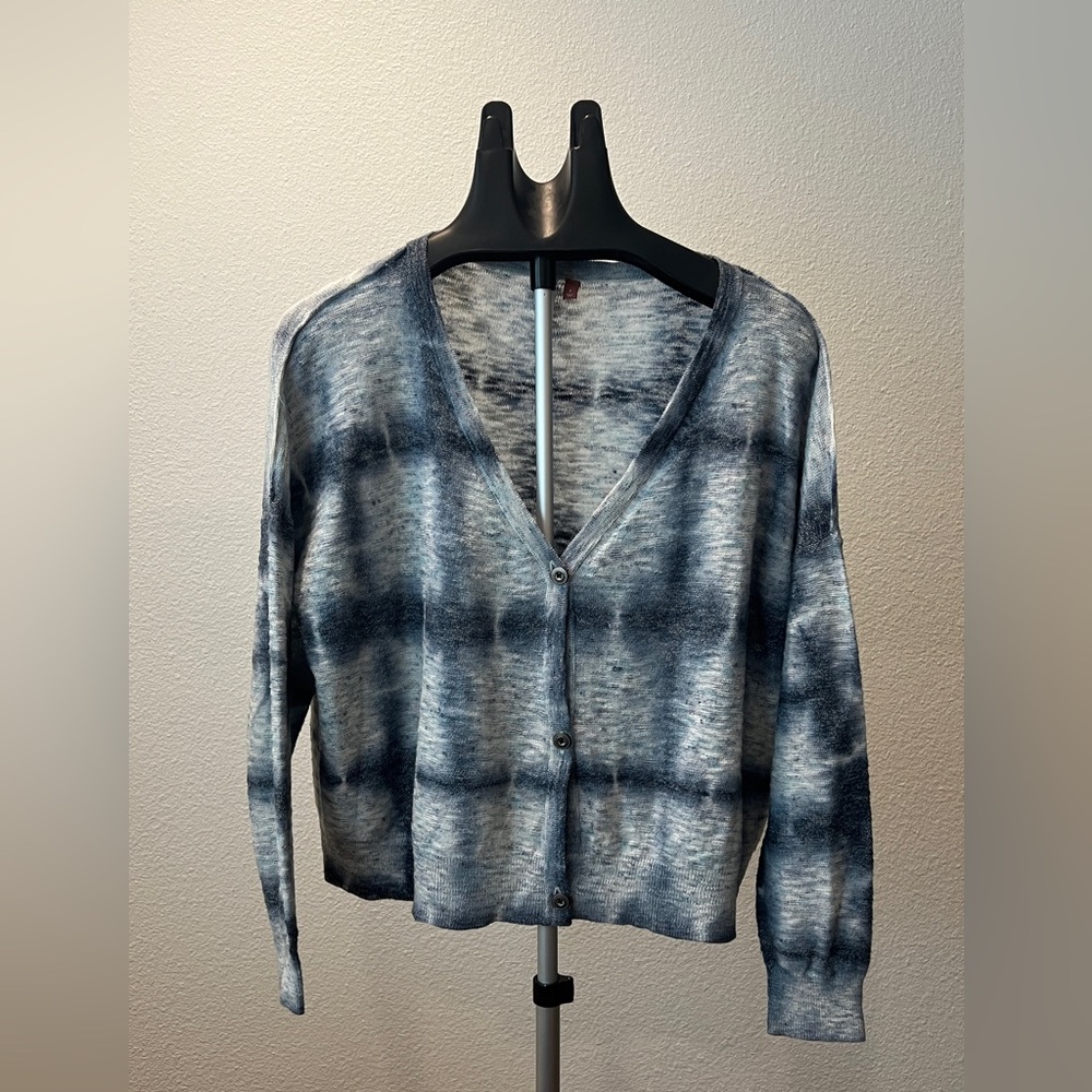 Anthropologie Pilcro Blue and white Knit Cardigan Sweater Size S